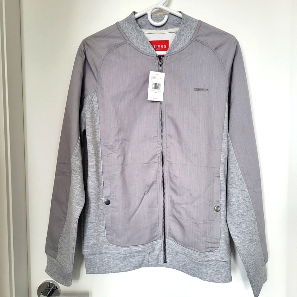 Guess Droy Scuba Bomber Two Toned Grey Jacket NWT